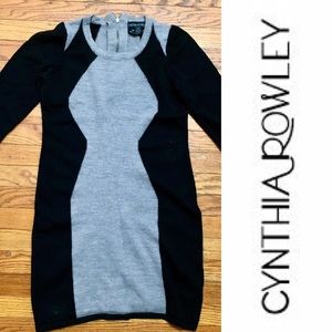 Black and Grey Cynthia Rowley Sweater Dress